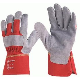   155, Kiváló szürke marhahasíték rakodókesztyű piros vászon, erős igénybevételre 155