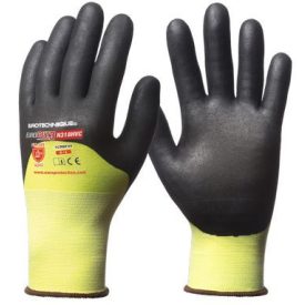   1CRBF EUROCUT 3 SÁRGA VÁGÁSBIZTOS munkavédelmi kesztyű 3/4 HÁT FEKETE MIKROHAB, ökölcsontig fekete szellőző mikrohabosított nitrillel mártott