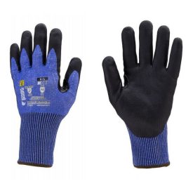   EUROCUT N300 FEKETE/KÉK, vágásbiztos kesztyű habosított nitril mártással