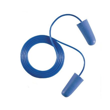 30210, Earline kék, zsinóros, lekerekített hengeres füldugó beépített fémgolyóval (SNR 37dB)