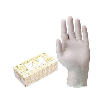 5806-10 Latex egyszerhasználatos vizsgálókesztyű, munkavédelmi kesztyű, púderozott 100 db