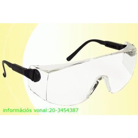 60332, Lux Optical Verilux állítható szárú és dőlésszögű munkavédelmi védőszemüveg, víztiszta,
