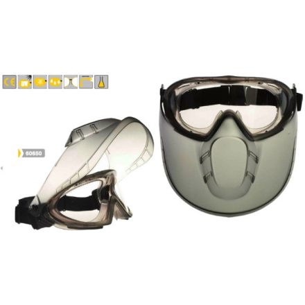60650, Stormlux, gumipántos, páramentes védőszemüveg arcvédővel 60650
