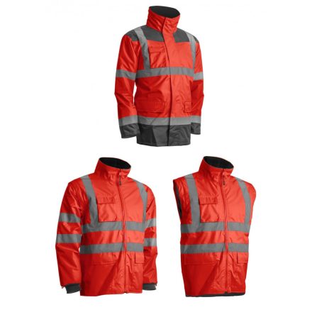 KANATA 4/1 HI-VIZ  PE MUNKAVÉDELMI KABÁT, méret: 4XL, szín: Piros/szürke