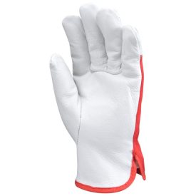   878-80 BŐR munkavédelmi KESZTYŰ, SZÜRKE SZÍNMARHA/PIROS PAMUT, CSUKLÓGUMI