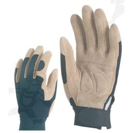   908-10 BŐR munkavédelmi KESZTYŰ, Sofőrkesztyű NATÚR SERTÉS VELÚR/FEKETE PES, TÉPŐZÁR