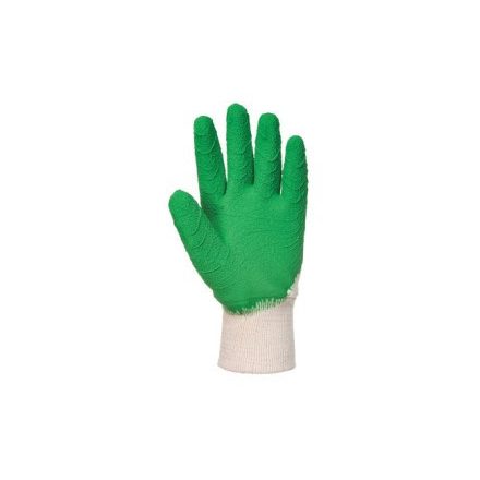 A171W3RXL, Latex mártott kesztyű nyitott kézháttal, normál fazon, zöld színben