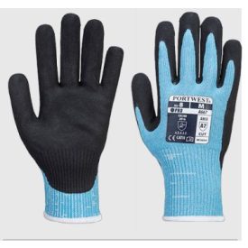   A667 Portwest Claymore AHR Cut vágásviztos munkavédelmi kesztyű, Maximális vágási ellenállás az EN388:2016 szabvány szerint. Duplán mártott sandy nitril.