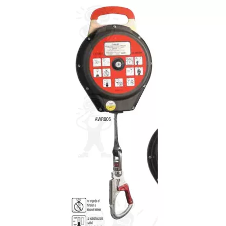 Cado-W6 visszahúzható lezuhanásgátló, 6m hevederszalag, műanyag ház, karabinerrel  AWR-006 -os