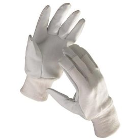   HOBBY Színbáránybőr tenyerű és pamutszövet kézhátú munkavédelmi kesztyű átfedett ujjhegyekkel és kötött mandzsettával.