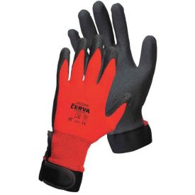   JACDAW Kötött, varratmentes nylon munkavédelmi kesztyű PVC bevonatú tenyérrel és ujjakkal, tépőzáras rugalmas mandzsettával.