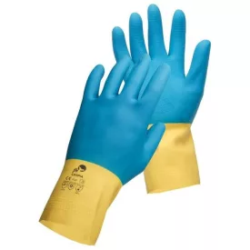   CASPIA latex munkavédelmi kesztyű, neoprén bevonattal. Belseje velúrozott, a tenyérrész és az ujjak felülete a csúszásgátló mintázat