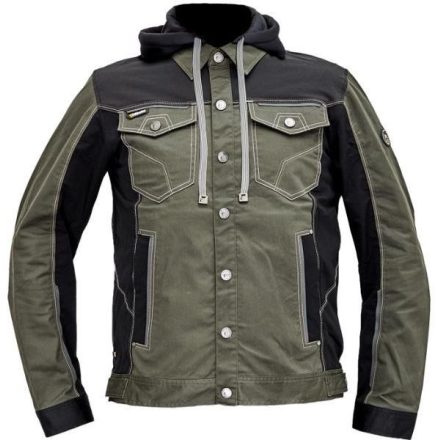 NEURUM CLASSIC ÚJ férfi kabát kapucnival. rugalmas anyag, divatos - Olajzöld, méret: 58, szín: Olajz