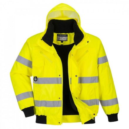 C467YERM, C467-s Portwest, Hi-Vis 3 az 1-ben bomber kabát  Sárga színben, méret: M