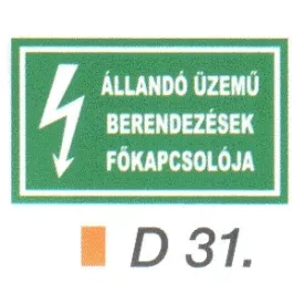 Állandó üzemü berendezések fökapcsolója D31
