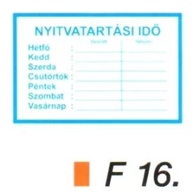 Nyitvatartási idö F16