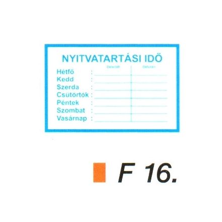 Nyitvatartási idö F16