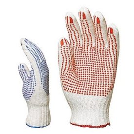   4377-79 Kopásálló, piros pettyes, vastag poliamid/pamut munkavédelmi kesztyű