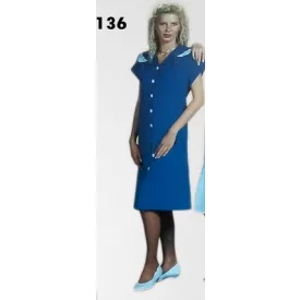   Női hosszú szárú, rövid ujjú köpeny HT136-os, királykék alapszínű és fehér díszítésű V kivágású, go