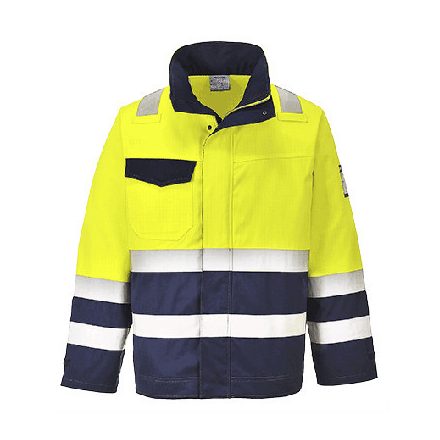 MV25YNRXXXL, MV25-s Portwest, Hi Vis MODAFLAME munkakabát  Sárga/Navy színben, méret: XXXL