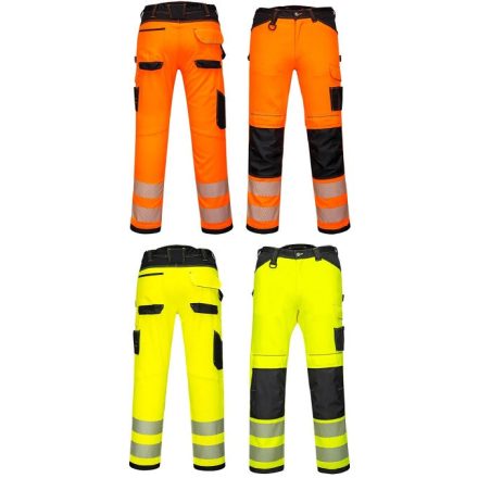 PW303 - PW3 könnyű stretch jólláthatósági nadrág, narancs/fekete és sárga/fekete
