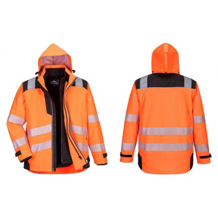 PW365OBR4XL, Portwest PW3 Hi-Vis 3-in-1 kabát, OrBk, méret: 4XL