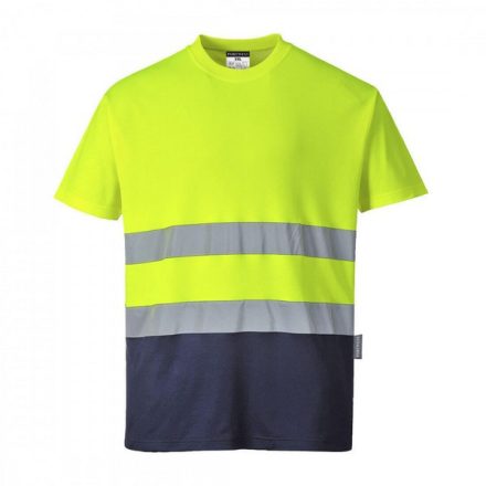 S173YNRXXL, S173-s Portwest, Kéttónusú Pamut komfort póló  Sárga/Navy színben, méret: XXL