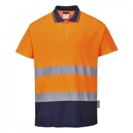 S174ONRM, S174-s Portwest, Kéttónusú pamut komfort póló  Narancs/Navy színben, méret: M