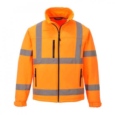 S424ORRL, Jól láthatósági Softshell dzseki (3L), normál fazon, narancs színben