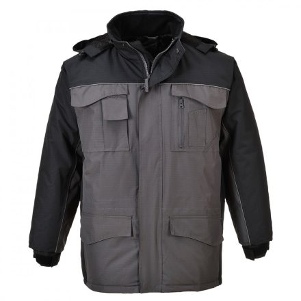 S562BYRXL, S562 Ripstop kéttónusú kabát, fekete/szürke, XL