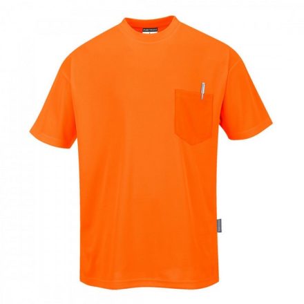 S578ORRL, S578 - Day-Vis rövid ujjú zsebes póló, Narancssárga, L