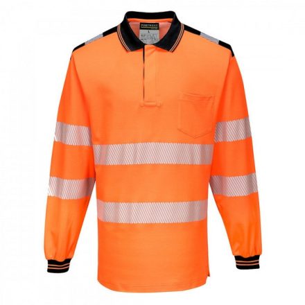 T184OBR4XL, PW3 Hi-Vis hosszú ujjú pólóing- T184, narancs/fekete, 4XL