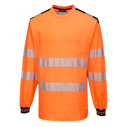 T185OBRL, PW3 Hi-Vis hosszú ujjú póló-T185, narancs/fekete, L