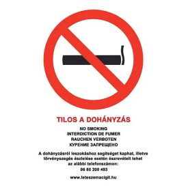   Dohányozni tilos - 5 nyelvű tábla, utánvilágító TB-02155