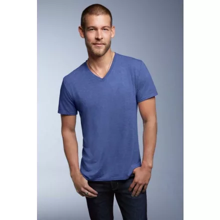ANVIL (AN6752) nyári rövid ujjú férfi póló fésült pamut/poliészter pamut V nyakú oldalvarrott, Fésült Pamut