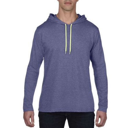 an987hb-ny-xl, ANVIL (AN987) nyári hosszú ujjú póló,/fésült pamut kapucnis, Hanga kék/neon