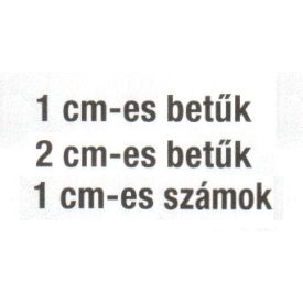 1 és 2 cm-es betük ívben, 1cm-es számok ívben