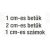 1 és 2 cm-es betük ívben, 1cm-es számok ívben