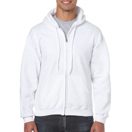 gi18600wh-l, GILDAN FULL ZIP (GI18600)  férfi pulóver poliészter/pamut zsebes végig zipzáras