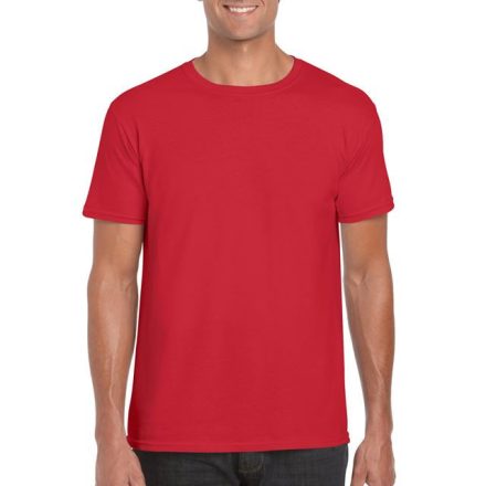 gi64000re-m, GILDAN (GI64000) nyári rövid ujjú férfi póló, környakas, Piros/Red színben,  méret: M