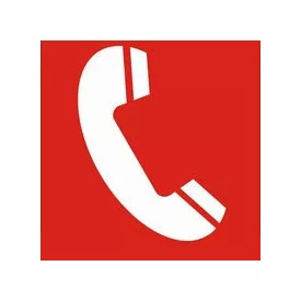 Tűzbejelentő telefon helyét jelölő, öntapadós tábla