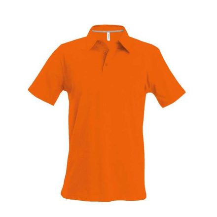 ka241or-m, KARIBAN (KA241)  rövid ujjú férfi galléros póló, oldalvarrott, Narancssárga/Orange