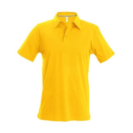 ka241ye-s, KARIBAN (KA241)  rövid ujjú férfi galléros póló, oldalvarrott, Sárga/Yellow színben,