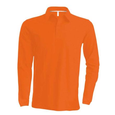 ka243or-2xl, KARIBAN (KA243)  hosszú ujjú férfi galléros póló, oldalvarrott, Narancssárga/Orange