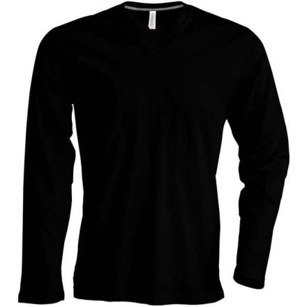 ka358bl-xl, KARIBAN MEN'S LONG SLEEVE (KA358) nyári hosszú ujjú férfi póló, V nyakú oldalvarrott