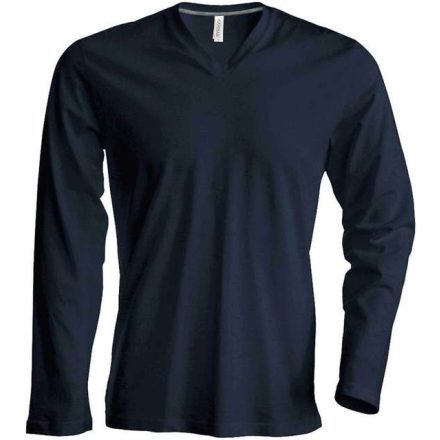 ka358dg-m, KARIBAN MEN'S LONG SLEEVE (KA358) nyári hosszú ujjú férfi póló, V nyakú oldalvarrott