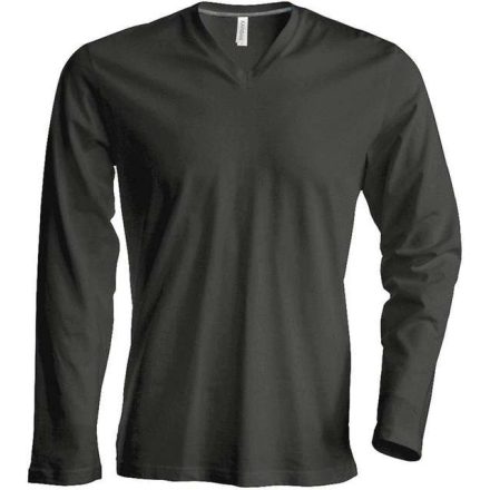 ka358dkh-m, KARIBAN MEN'S LONG SLEEVE (KA358) nyári hosszú ujjú férfi póló, V nyakú oldalvarrott