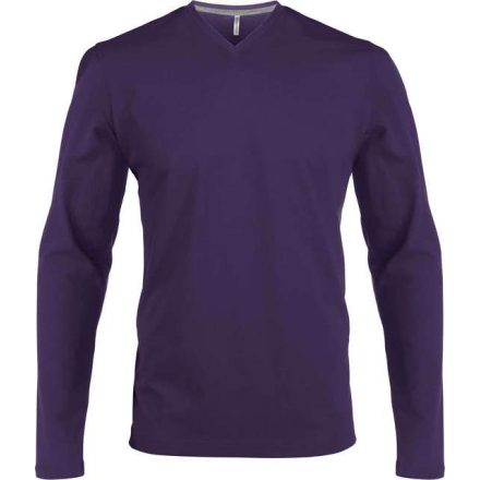 ka358pu-xl, KARIBAN MEN'S LONG SLEEVE (KA358) nyári hosszú ujjú férfi póló, V nyakú oldalvarrott