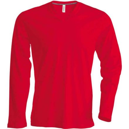 ka358re-xl, KARIBAN MEN'S LONG SLEEVE (KA358) nyári hosszú ujjú férfi póló, V nyakú oldalvarrott