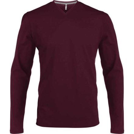 ka358wn-s, KARIBAN MEN'S LONG SLEEVE (KA358) nyári hosszú ujjú férfi póló, V nyakú oldalvarrott